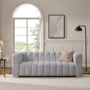 vanomi sofa couch for living room, modern futon 3-seat sofa upholstered sofa couch with metal leg for bedroom apartment small space