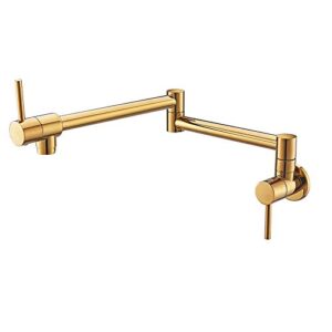 Wall Mounted Pot Filler Tap, Foldable Kitchen Faucet, Single Cold Sink Tap, Chrome Gold Brass Brushed Gold