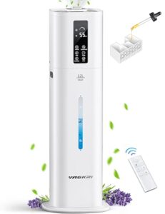 vagkri 12l humidifiers for large room, last 120 hours, cover up to 1000ft², top fill ultrasonic cool mist humidifier, 3 mist level, 24h timer, essential oil diffuser humidifiers for bedroom, home