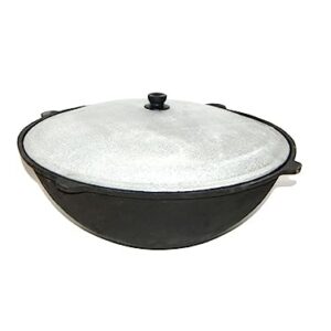 MangalGrills Cast Iron Uzbek Traditional Kazan Cauldron 22L Qozon Qazan Caldero Kadai Pilaf Plov Lagman Shorpa