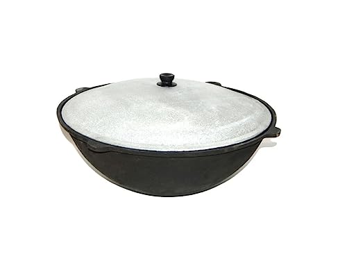 MangalGrills Cast Iron Uzbek Traditional Kazan Cauldron 22L Qozon Qazan Caldero Kadai Pilaf Plov Lagman Shorpa