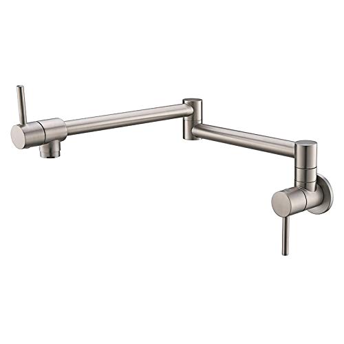 Wall Mounted Pot Filler Tap, Foldable Kitchen Faucet, Single Cold Sink Tap, Chrome Gold Brass Brushed Gold