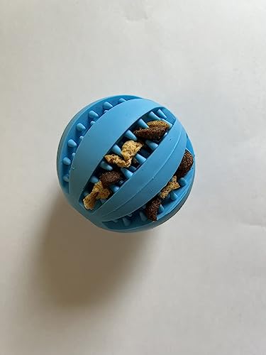 Blue 7cm Rubber Dog Ball Chew Toy for Enrichment and Teething