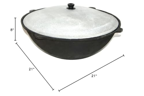 MangalGrills Cast Iron Uzbek Traditional Kazan Cauldron 22L Qozon Qazan Caldero Kadai Pilaf Plov Lagman Shorpa