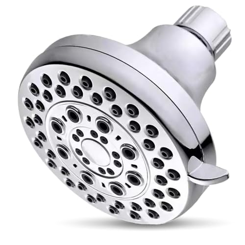 High Presssure Shower head, Premium Chrome Bathroom Fixed Showerhead, 5 Spray Settings Showerheads for Low Water Flow- Excellent Shower Head Replacement for Luxury Shower Experience