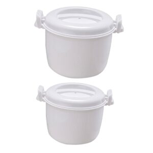 rorpoir 2pcs thermal rice cooker travel rice cooker portable cooker asian vegetables rice cooker cup pasta cooker microwaveable rice cooker steaming basket plastic white rice making tool