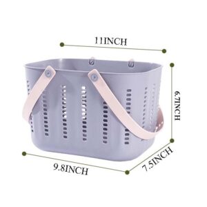 kamuavni Purple Shower Caddy,Plastic Storage Basket with Handle Portable Shower Caddy Tote Dorm Storage Organizer With Drainage Holes - Purple Grey