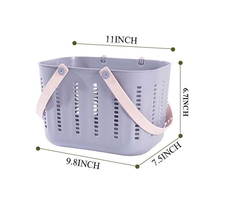 kamuavni Purple Shower Caddy,Plastic Storage Basket with Handle Portable Shower Caddy Tote Dorm Storage Organizer With Drainage Holes - Purple Grey