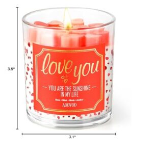 AOOVOO Anniversary Candle Gifts for Her - Rose Scented Love You Candle Gift, Romantic Candle for Valentines Day,Scented Candle, 9 oz Soy Wax