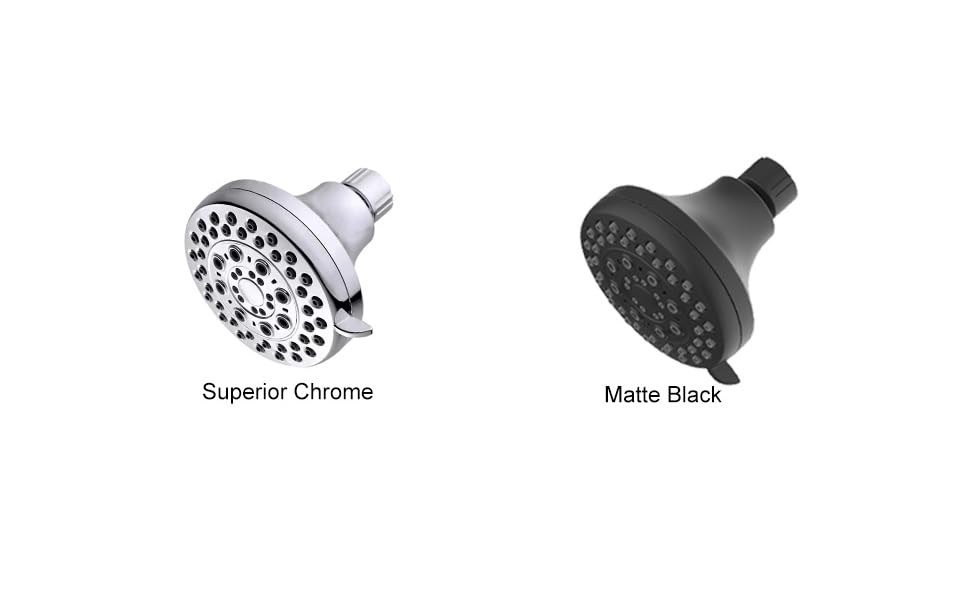 High Presssure Shower head, Premium Chrome Bathroom Fixed Showerhead, 5 Spray Settings Showerheads for Low Water Flow- Excellent Shower Head Replacement for Luxury Shower Experience