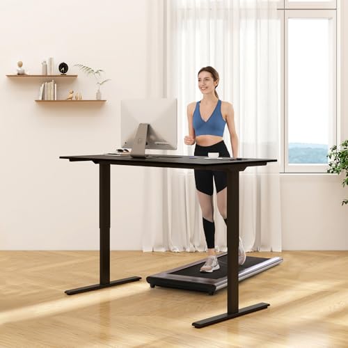 FLEXISPOT Electric Standing Desk 55 x 24 Inch Adjustable Height Desk Home Office Computer Workstation Sit Stand Desk, Black Top + Black Frame