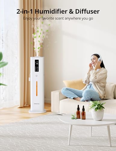 VAGKRI 12L Humidifiers for Large Room, Last 120 Hours, Cover up to 1000ft², Top Fill Ultrasonic Cool Mist Humidifier, 3 Mist Level, 24H Timer, Essential Oil Diffuser Humidifiers For Bedroom, Home