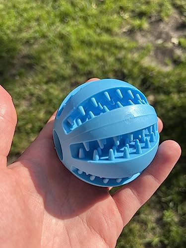 Blue 7cm Rubber Dog Ball Chew Toy for Enrichment and Teething