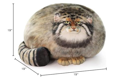 Chubby Steppe Cat Pillow,18'' Pallas Cat Plush Pillow, Cute Steppe Cat Stuffed Animals Soft Plushies, Kitten Plush Throw Pillow Doll Big Plush Toys Gift for Girls Boys Girlfriend