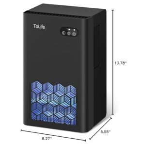 dehumidifier, tolife dehumidifiers for room, 95 oz water tank, (950 sq.ft) dehumidifiers for basement home bathroom bedroom with auto shut off, 7 colors led light, black tz-c2