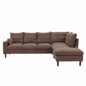 Panana Sectional L Shape Corner Sofas Coch with Left Right Hand Side Built-in USB Charging Port Chaise, Brown