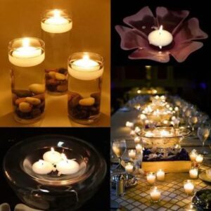 36 Pack White Floating Candles 3 inch Unscented and Non-Dripless Wax Burning for 13-15 Hours, Floating Candles Used for Cylindrical Vases, Centerpieces at Parties and Home Decorations