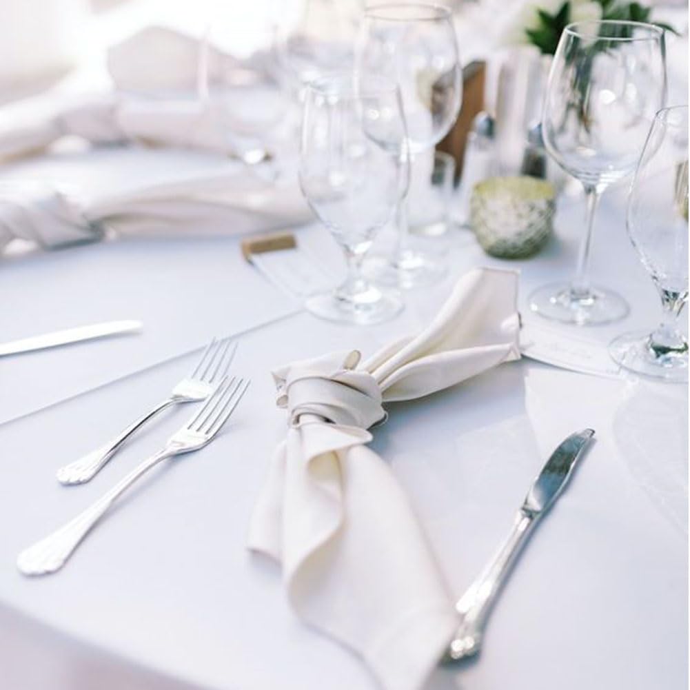 FINDYOU 10 Pack White Table Cloth Rectangle Table 60 x 102 Inch Tablecloths for 6 Foot Rectangle Tables. Stain and Winkle Resistant Polyester Washable White Table Cloths for Parties Wedding Dining