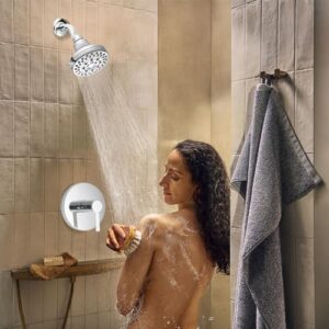 High Presssure Shower head, Premium Chrome Bathroom Fixed Showerhead, 5 Spray Settings Showerheads for Low Water Flow- Excellent Shower Head Replacement for Luxury Shower Experience