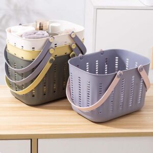 kamuavni Purple Shower Caddy,Plastic Storage Basket with Handle Portable Shower Caddy Tote Dorm Storage Organizer With Drainage Holes - Purple Grey