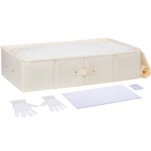 Wedding Dress Storage Box - Wedding Dress Preservation Box - Wedding Dress Preservation Kit ,with 20 Sheets of Acid Free Tissue Paper, Breathable,Foldable,Bridal Must-Have Heirlooms (Beige)