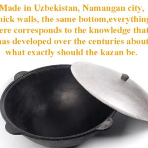 MangalGrills Cast Iron Uzbek Traditional Kazan Cauldron 22L Qozon Qazan Caldero Kadai Pilaf Plov Lagman Shorpa