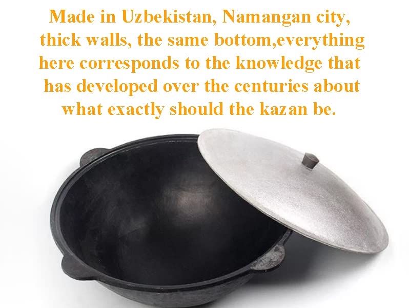 MangalGrills Cast Iron Uzbek Traditional Kazan Cauldron 22L Qozon Qazan Caldero Kadai Pilaf Plov Lagman Shorpa