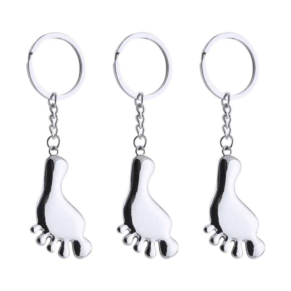 COLLBATH 3pcs Key Chain Car Key Holder Car Key Ring Metal Keychain Friendship Keys Holder Decorative Keyring Foot Shape Keyring Bag Hanging Key Ring Foot Shaped Keychain Footwear Bags Baby