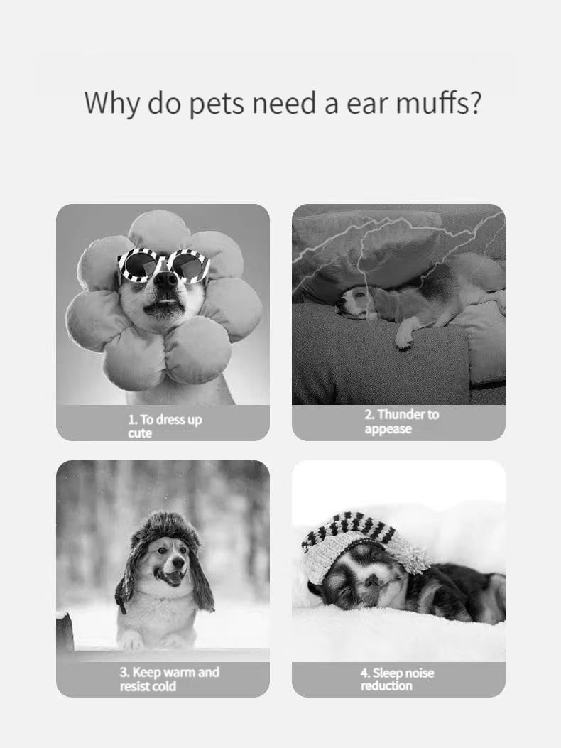 3PCS Dog Ear Muffs,Pet Ear Cover Noise Protection Ears Warm Cute Soft Pet Headwear Grooming Accessories Apparels (Medium)