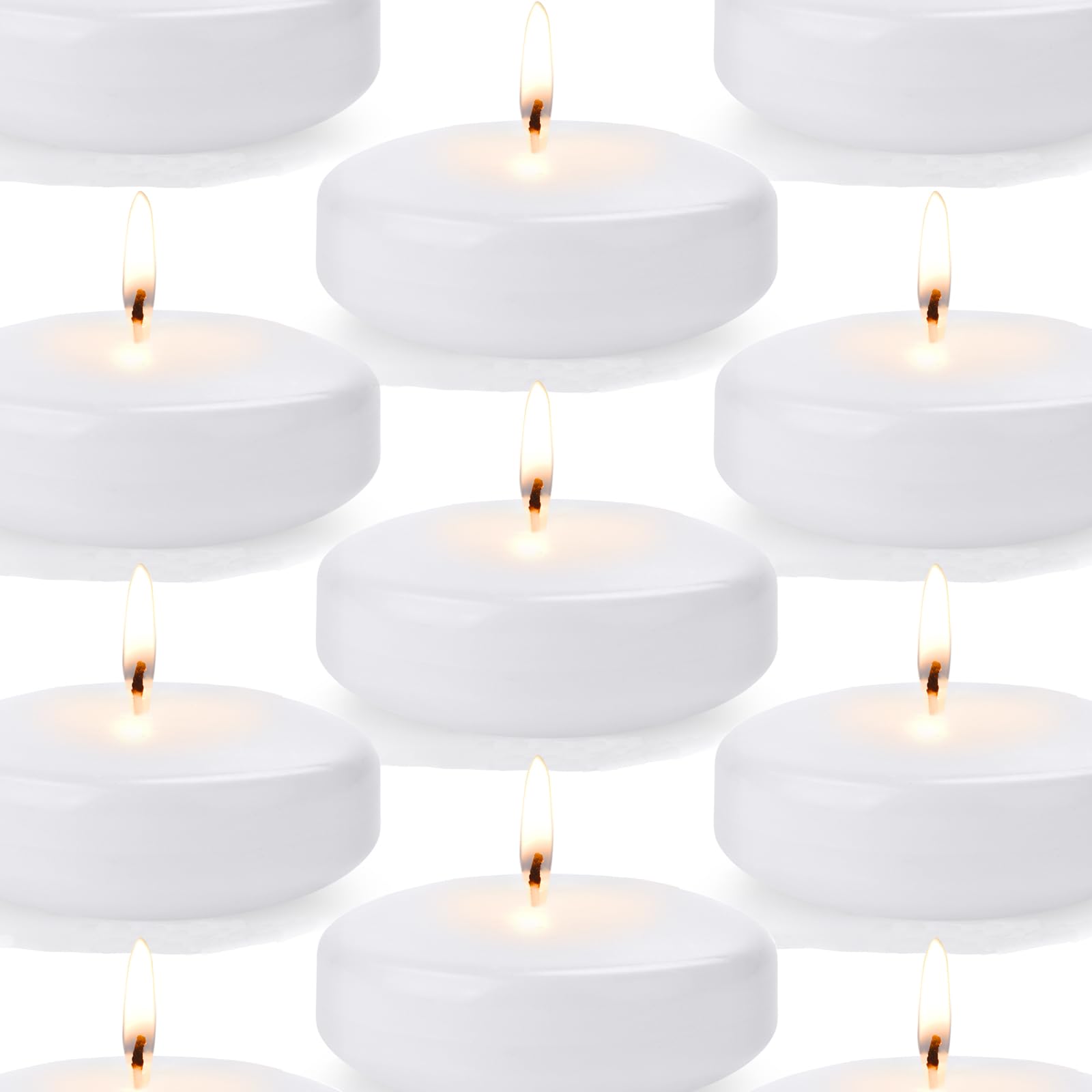 36 Pack White Floating Candles 3 inch Unscented and Non-Dripless Wax Burning for 13-15 Hours, Floating Candles Used for Cylindrical Vases, Centerpieces at Parties and Home Decorations