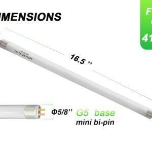 16inch F10T5 CW 10watt Fluorescent Bulb, 4100K Cool White Light, Replacement T5 10W 4200K Bright White Lighting Tube, 16.5" Overall Length (2pack)