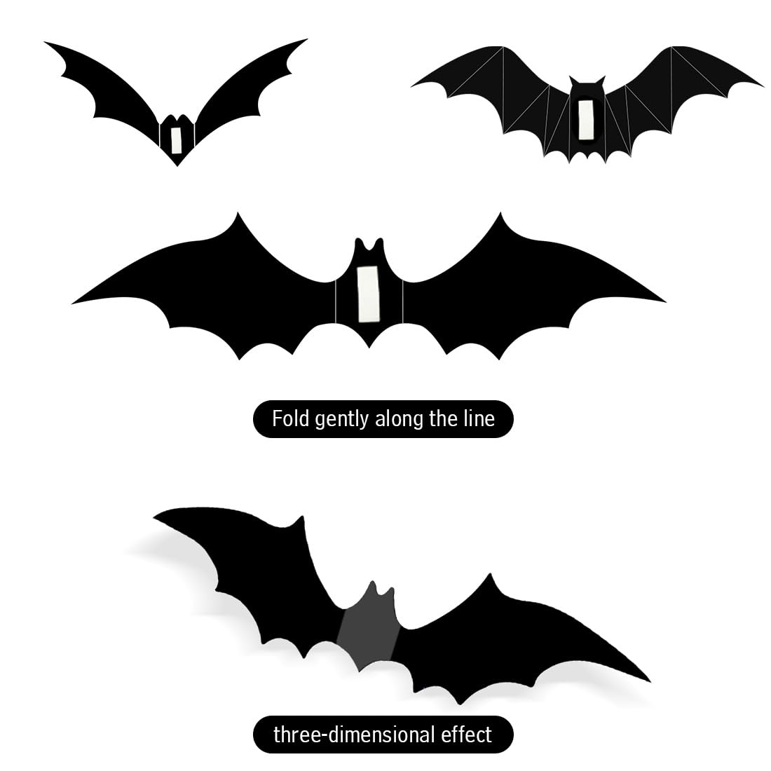 100 Pcs Bats Halloween Decoration 3D Bats Wall Decor PVC Wall Bats Stickers for Halloween Home Bathroom Indoor Decorations