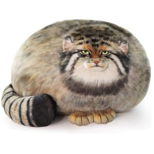 chubby steppe cat pillow,18'' pallas cat plush pillow, cute steppe cat stuffed animals soft plushies, kitten plush throw pillow doll big plush toys gift for girls boys girlfriend