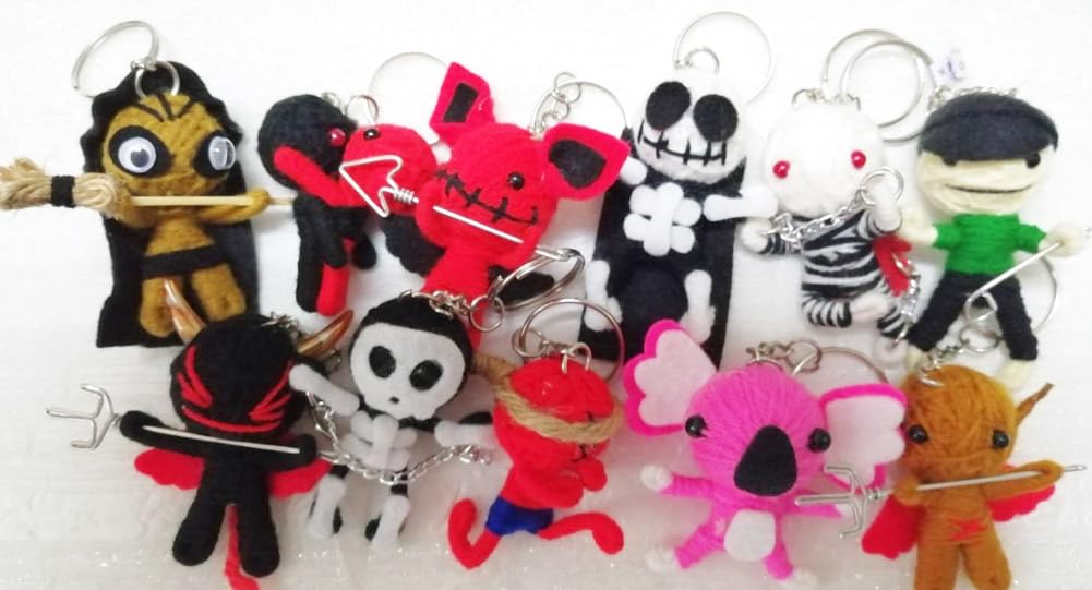 Touchable dream Wholesale Bulk Random Lot 25 Pcs Voodoo Dolls Character Keychain Keyring Keyfob Ornament Hanging Bags Wallets Cars(25)