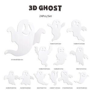 24Pcs Halloween Wall Decor Halloween Ghost Wall Decorations Halloween Decorations Indoor Supply Ghost Wall Decals for Home Bedroom Living Room Office Bathroom Halloween Wall Stickers Decoration