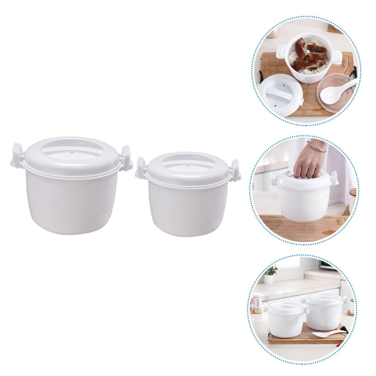 RORPOIR 2pcs Thermal Rice Cooker Travel Rice Cooker Portable Cooker Asian Vegetables Rice Cooker Cup Pasta Cooker Microwaveable Rice Cooker Steaming Basket Plastic White Rice Making Tool