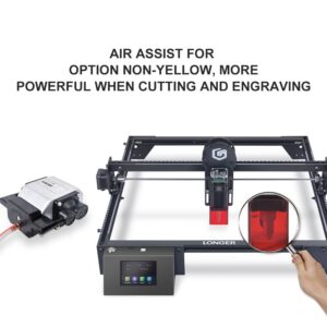 Longer Laser Engraver Air Assist kit for RAY5 10W/20W, Large Airflow, Adjustable Airflow of 10-30L/min, for CNC Cutting and Laser Engraving, Remove Smoke and Dust Protect Laser Lens Low Noise