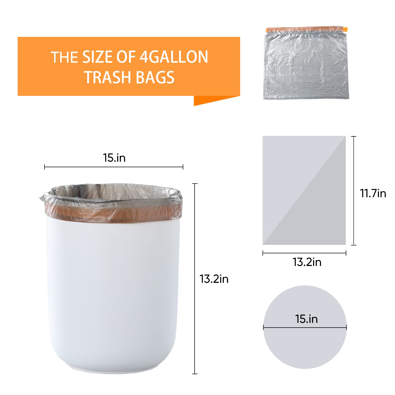 JOYBOS Bathroom Trash Can with Drawstring Small Trash Bags (75 Count)