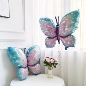 Butterfly Balloons 4 Pieces 40inch Blue Purple Butterfly Foil Mylar Balloons for Butterfly Themed Party Wedding Birthday Baby Shower Party Decoration (Blue)