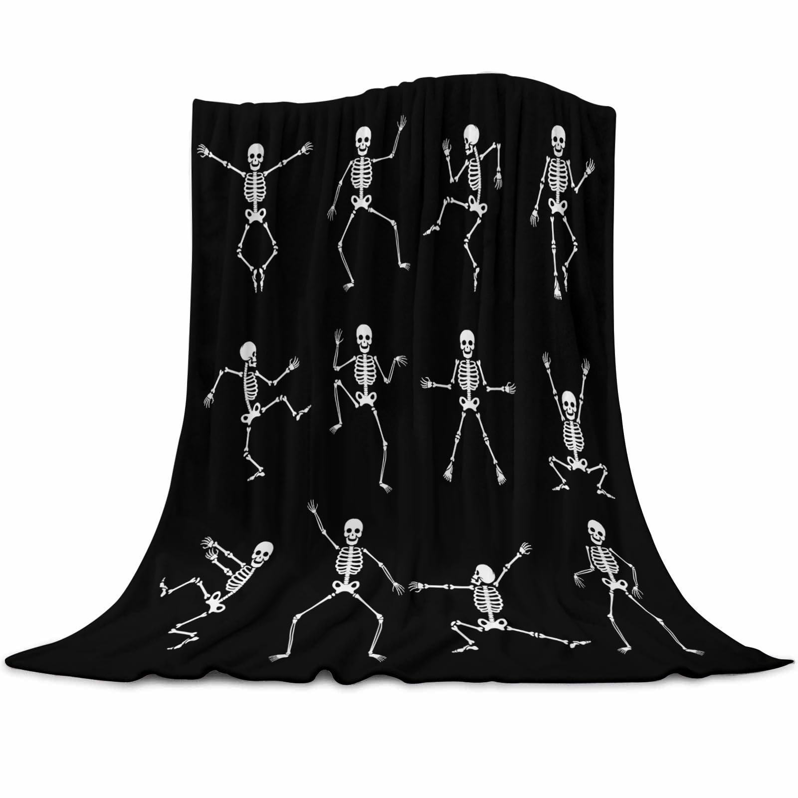 JOOCAR Halloween Skull Skeleton Throw Blanket: Luxury Soft Warm Funny Dance Halloween Dancing Cartoon Fun Joints Party Vintage Throw Blankets for Girls Boys for Sofa Couch Bed Chair 40" x 50"