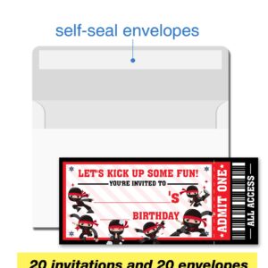 VAHATAN Ninja Birthday Party Invitations 20 Pack Ninja Ticket Invitations with Envelopes Invites Cards for Birthday Party