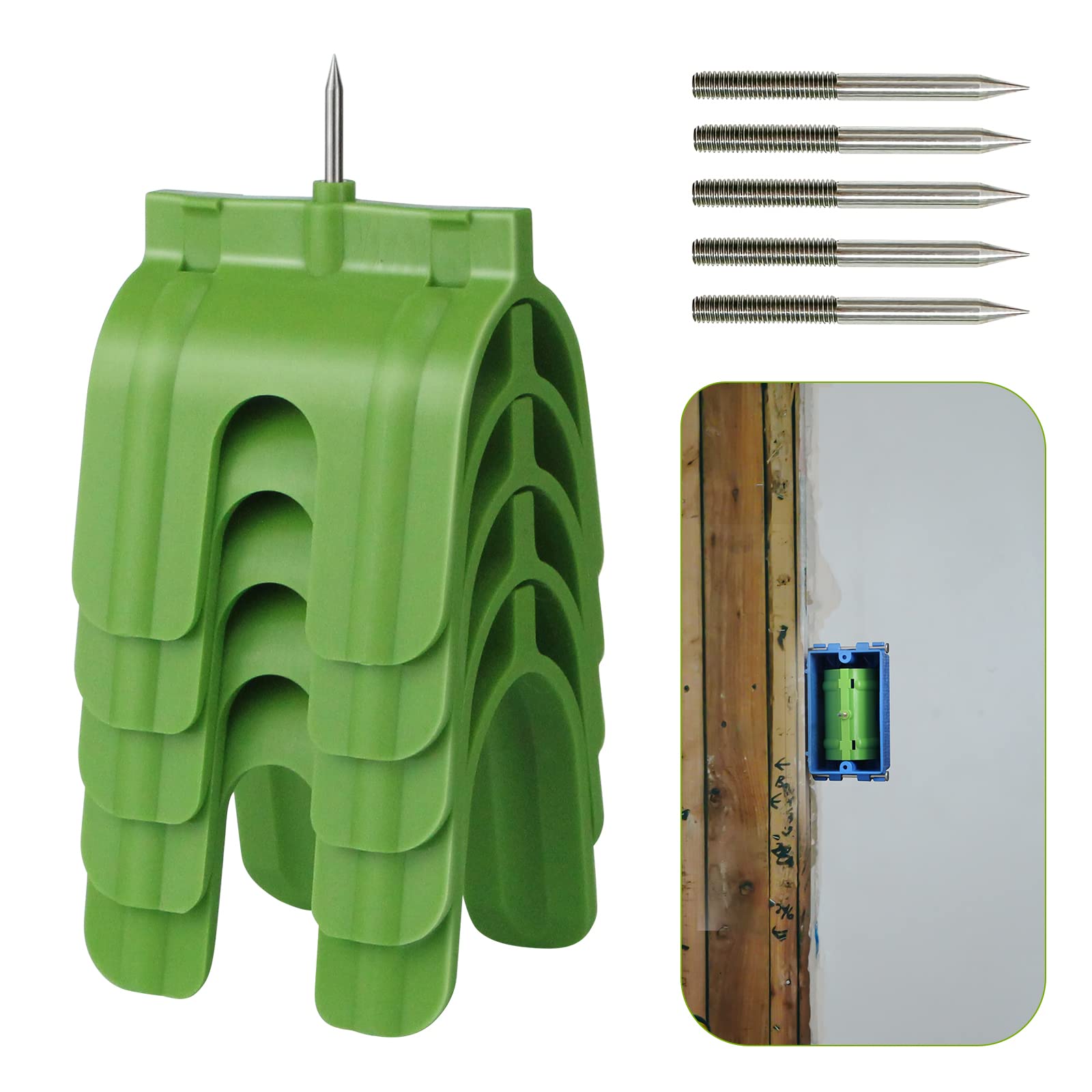 avakvek Outlet Marker for Drywall Installation Easy Drywall Marking Tool for Electrical Outlets Electric Wire Protection Made with Strong ABS Plastic No Measuring Needed - 5pcs (Green)