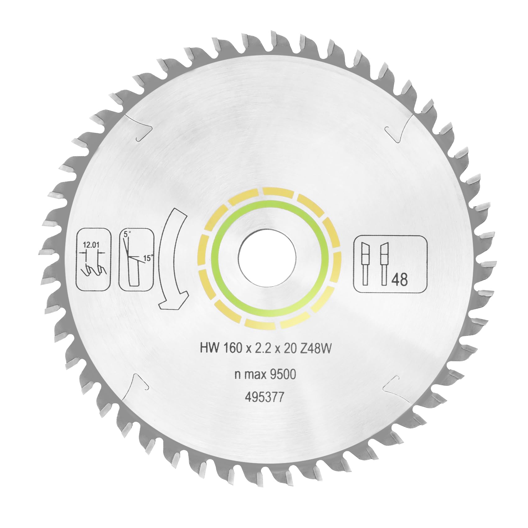 495377 491952 for festool Track Saw Blade 160mm（6 1/4"）, 2.2mm, 20mm, 48T, ATB Fit for festool TS 55, TSC 55, TS 60, ATF 55 E, HK 55, HKC 55 Track Saw Plunge Cut Saws 2-Year Warranty