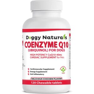 coenzyme q10 high potency coq10-40mg ubiquinol for dogs (120 tabs) made in u.s.a. coq10 for dogs