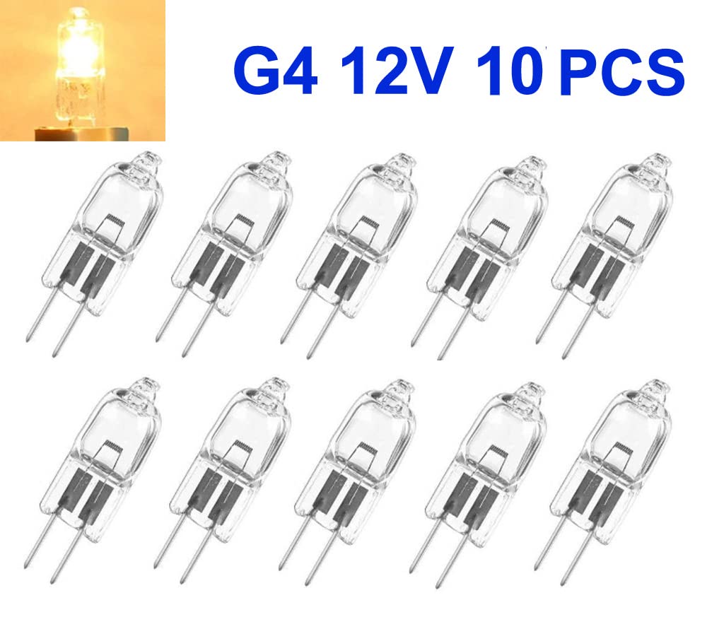 10x G4 12V 5W Light Bulb Replacement JC 2 Pin Base Halogen Kitchen Table Pendant Lamp 12 Volt 5W Warm White Landscape Desk Lighting