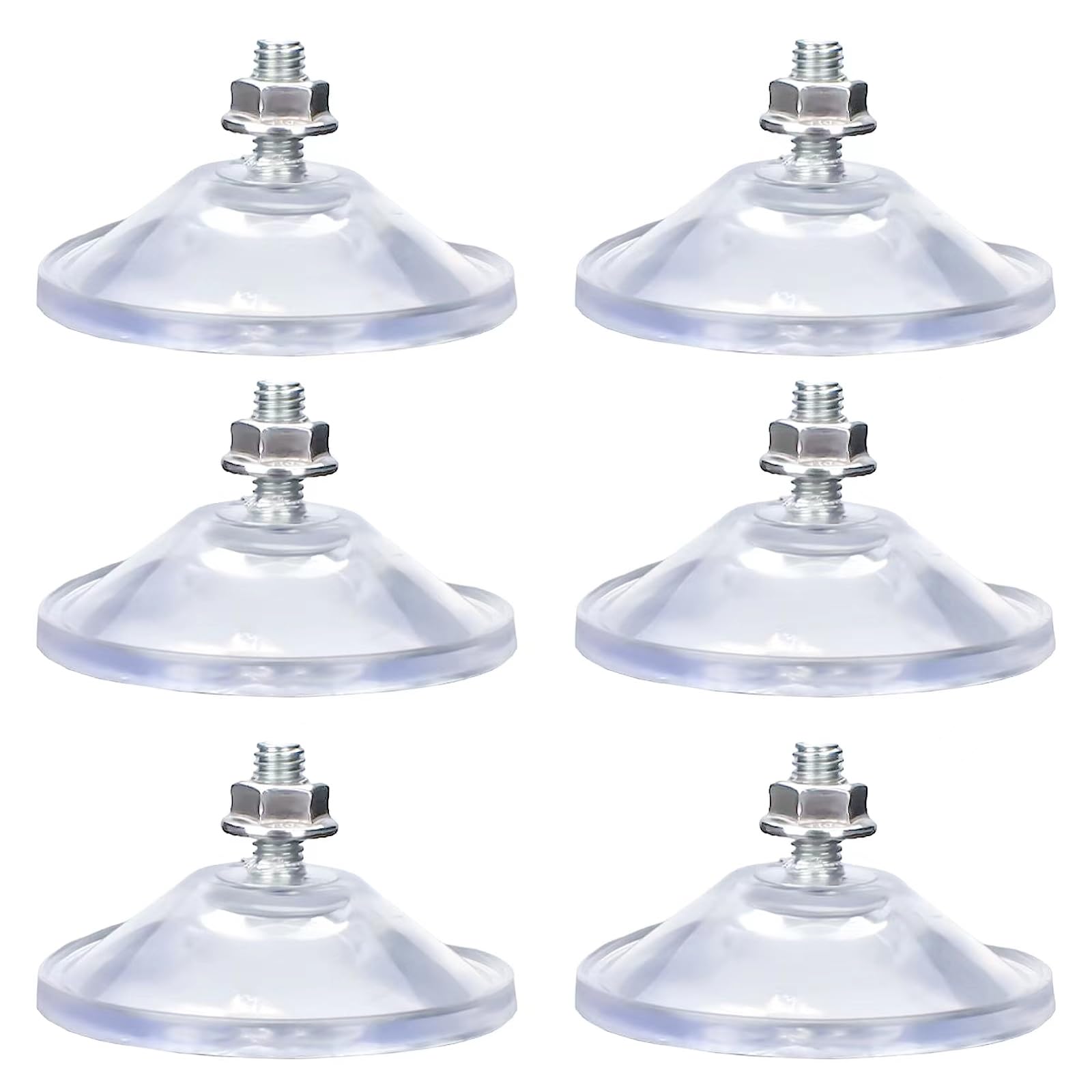 XJKJ 6-Piece Large Suction Cup Set of rsuction Cup Screw Thickened Suction Cups, Transparent PVC Suction Cups, with M6 x 19 nut Screws, Super Strong Adhesive Glass Suction Cup Bracket (M6)