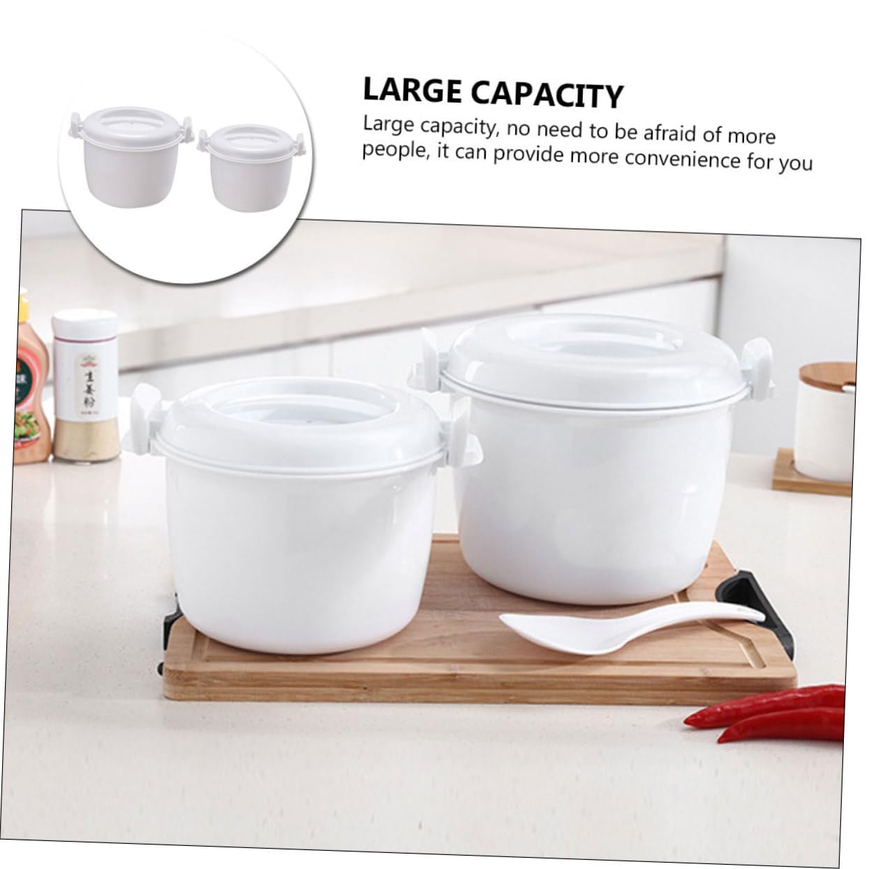 RORPOIR 2pcs Thermal Rice Cooker Travel Rice Cooker Portable Cooker Asian Vegetables Rice Cooker Cup Pasta Cooker Microwaveable Rice Cooker Steaming Basket Plastic White Rice Making Tool