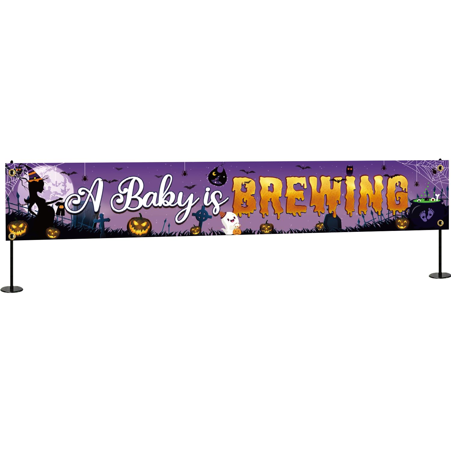 A Baby Is Brewing Yard Banner, A Baby Is Brewing Baby Shower Decorations Halloween Baby Shower Sign Banner Halloween Gender Reveal Party Supplies for Boy and Girl