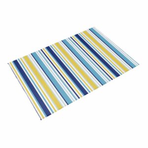 Blue Yellow Striped Outdoor Rug for Patio/Deck/Porch, Non-Slip Large Area Rug 4 x 6 Ft, Farmhouse Navy Blue Ombre Stripes Indoor Outdoor Rugs Washable Area Rugs, Reversible Camping Rug Carpet Runner