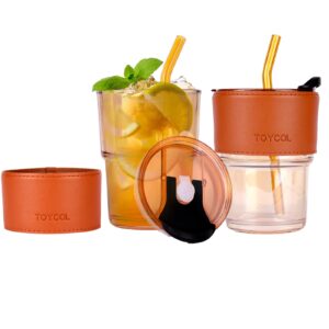 Portable Blender, Type-C Rechargeable Travel Juicer Cup + Glass Tumbler with Straw and Lid